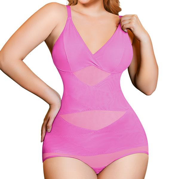Nebility 2 Piece V Neck Mesh Breathable Bodysuit for Women